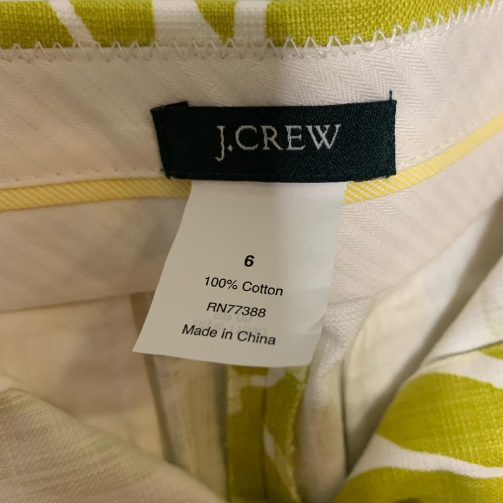 J crew chartreuse green white floral mini skirt - Picture 6 of 6